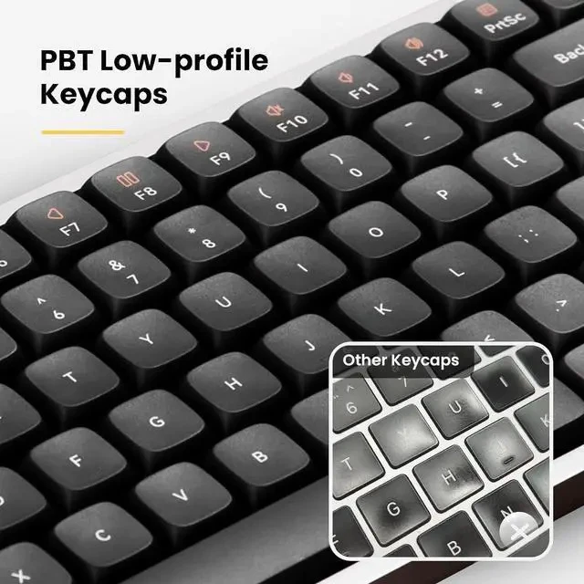 Alt view image 5 of 5 - Flow Low84 Low Profile Mechanical Keyboard, 75 Percent Rechargeable Wireless Keyboards with Bluetooth and Wired Connection, Black Phantom Tactile Switches and Ghost liear Switches