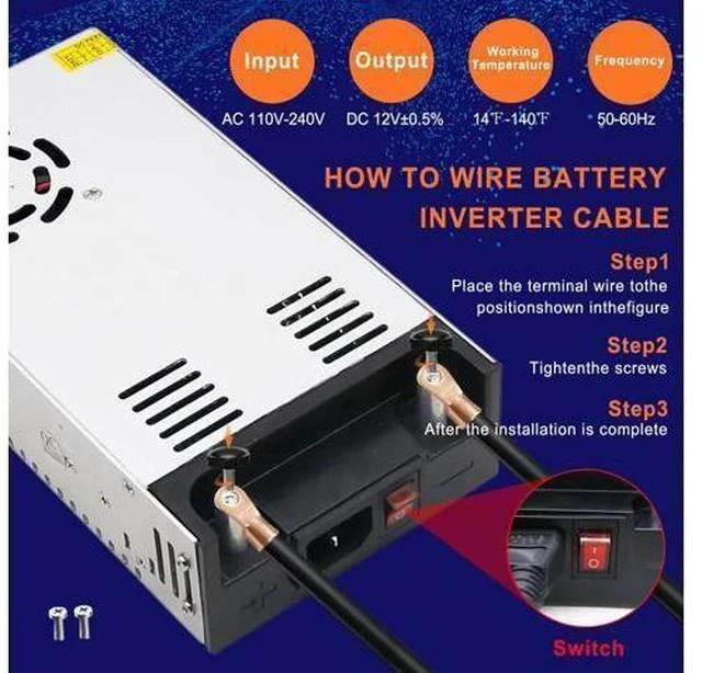 Alt view image 5 of 7 - New Version AC to DC Converter, EAGWELL SMPS 110V AC to 12V DC Converter Power Supply Adjustable Switch Power Supply Transformer Max 50A 600W