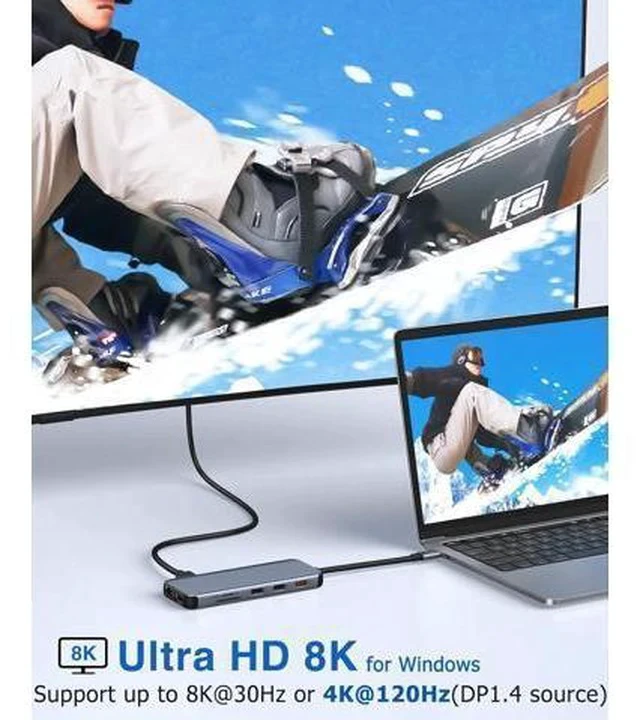 Alt view image 3 of 7 - Dual HDMI Docking Station USB C to 2 Monitor 4@60Hz, LIONWEI USB C Hub with 4K@120Hz HDMI, DP, 10Gbps USB C & USB A 3.1, 1000Mbps RJ45, SD/TF, USB C Dock for Type C Laptop
