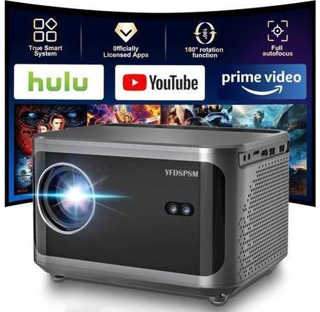 Main image of Auto Focus Mini Projector Support 4K 1080P, Built-in APPS & Auto Keystone 270° Rotatable, Portable Projector with WiFi and Bluetooth, Home Theater Outdoor Movie Bedroom Projector, 350 ANSI Lumens Grey