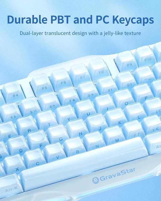 Alt view image 4 of 7 - Mercury K1 Keyboard & M1 Pro Mouse - Ice Blue