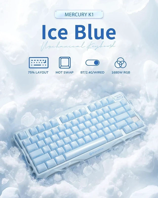 Alt view image 5 of 7 - Mercury K1 Keyboard & M1 Pro Mouse - Ice Blue