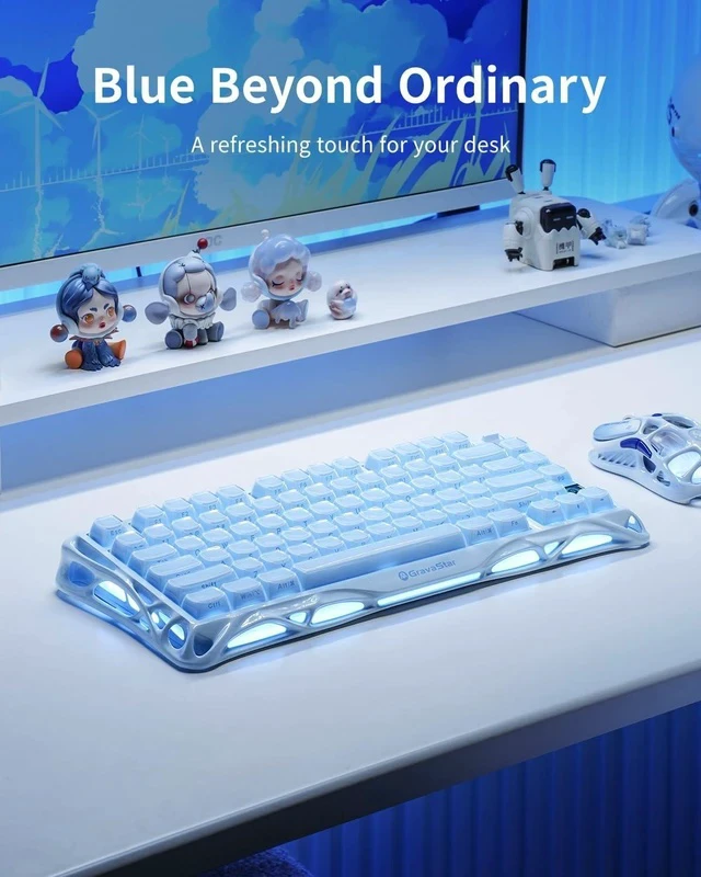 Alt view image 6 of 7 - Mercury K1 Keyboard & M1 Pro Mouse - Ice Blue