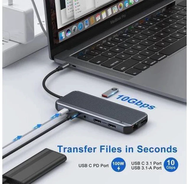 Alt view image 5 of 7 - Dual HDMI Docking Station USB C to 2 Monitor 4@60Hz, LIONWEI USB C Hub with 4K@120Hz HDMI, DP, 10Gbps USB C & USB A 3.1, 1000Mbps RJ45, SD/TF, USB C Dock for Type C Laptop