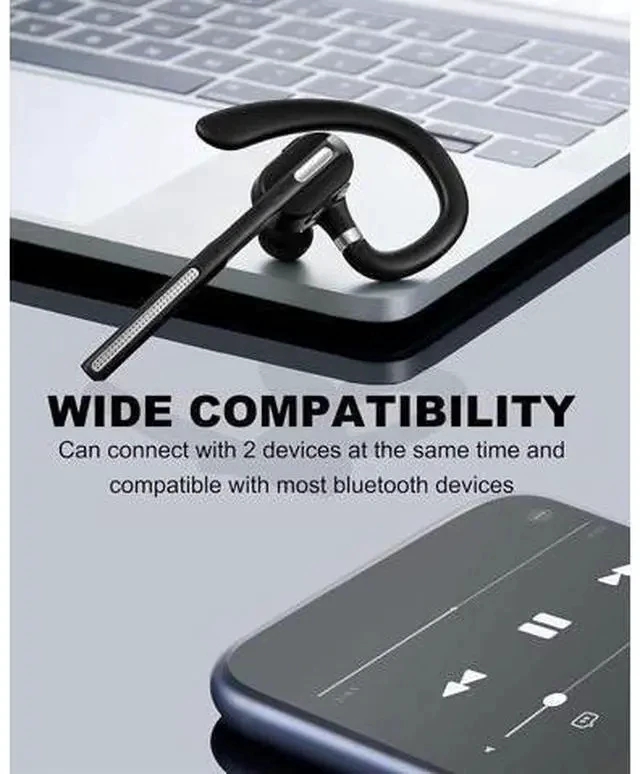 Alt view image 3 of 7 - Bluetooth Headset V5.1, Wireless Headset with Battery Display Charging Case, Bluetooth Earpiece with Noise Canceling Mic for Driving, Office, Business, Compatible with Cell Phone and PC