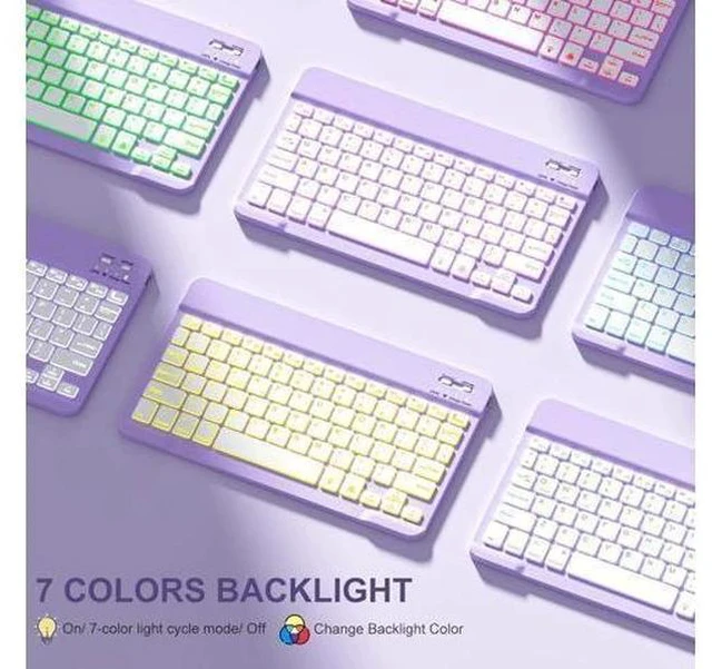 Alt view image 6 of 7 - For iPad Air 11-inch M2/ 10.9 Inch Air 5th 4th Generation Case with Keyboard - Backlit Wireless Detachable, Folio Cover with Pencil Holder for iPad Air 11 2024/ Air 5 2022/ Air 4 (Purple)