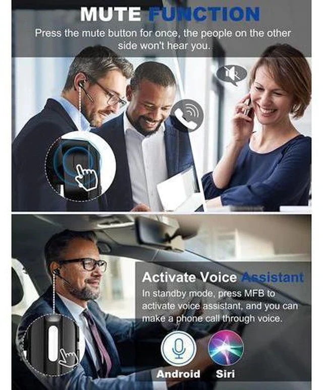 Alt view image 6 of 7 - DECHOYECHO Bluetooth Headset V5.1, Wireless Headset with Battery Display Charging Case, Bluetooth Earpiece with Noise Canceling Mic for Driving, Office, Business, Compatible with Cell Phone and PC