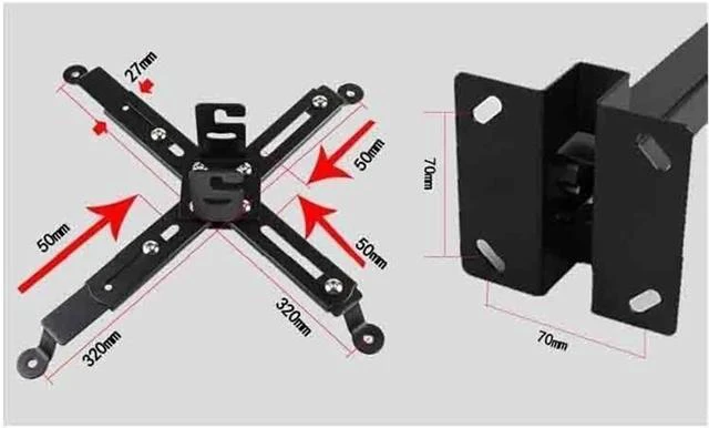 Alt view image 3 of 6 - Portable Projector Stand Black Color Projector Ceiling Mount Adjustable 43 to 65cm Roof Bracket for DLP LCD LED Wall Hanger Adjustable Projector Mount