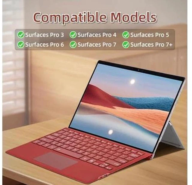 Alt view image 2 of 5 - mobee Type Cover for Microsoft Surface Pro 7+/ Pro 7 / Pro 6 / Pro 5 / Pro 4 / Pro 3,Slim Bluetooch Type Keyboard with Multi-Touch Trackpad Tablet Keyboard (Red with Backlit)