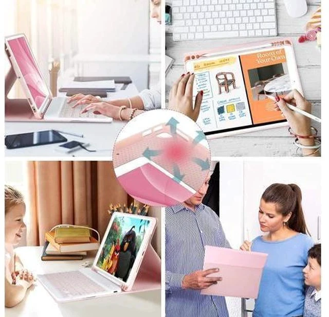 Alt view image 7 of 7 - Keyboard Case for iPad 10.2" 9th 8th 7th Generation, with Detachable Bluetooth and Pencil Holder, 10.2 Inch/iPad Air 10.5"(3rd Gen)/iPad Pro 10.5 in, Auto Sleep/Wake Function (Pink)