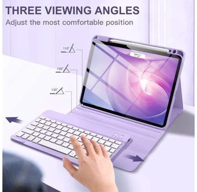 Alt view image 5 of 5 - Harvopu iPad Air 11-inch M2/ 10.9 Inch Air 5th 4th Generation Case with Keyboard - Backlit Wireless Detachable, Folio Cover with Pencil Holder for iPad Air 11 2024/ Air 5 2022/ Air 4 (Purple)