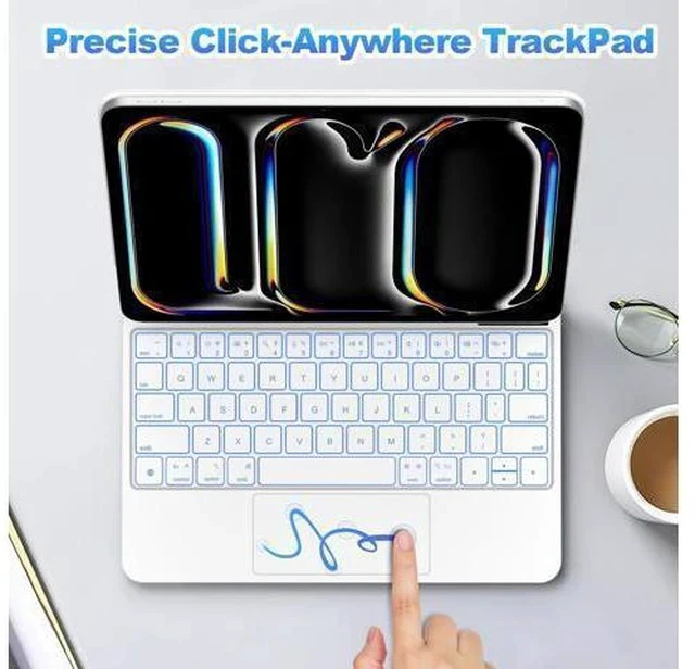 Alt view image 5 of 5 - GOOJODOQ Magnetic Keyboard Case for iPad Pro 11-inch(M4,2024),Click-Anywhere Trackpad with 7 Color Backlit for iPad Pro 11 Keyboard-Black-White