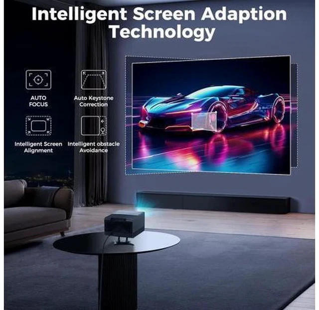 Alt view image 3 of 7 - Mini Projector with WiFi and Bluetooth, 1080P Portable Movie Projector with 500 ANSI Lumens, Smart Android TV Projector Built-in Netflix/YouTube, Electric Focus, for Bedroom and Apartment(Rose Gold)