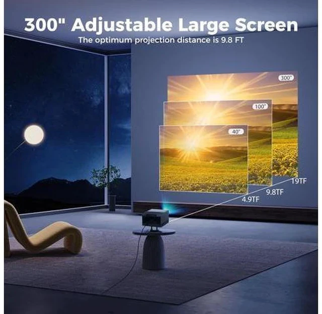 Alt view image 2 of 7 - Mini Projector with WiFi and Bluetooth, 1080P Portable Movie Projector with 500 ANSI Lumens, Smart Android TV Projector Built-in Netflix/YouTube, Electric Focus, for Bedroom and Apartment(Rose Gold)