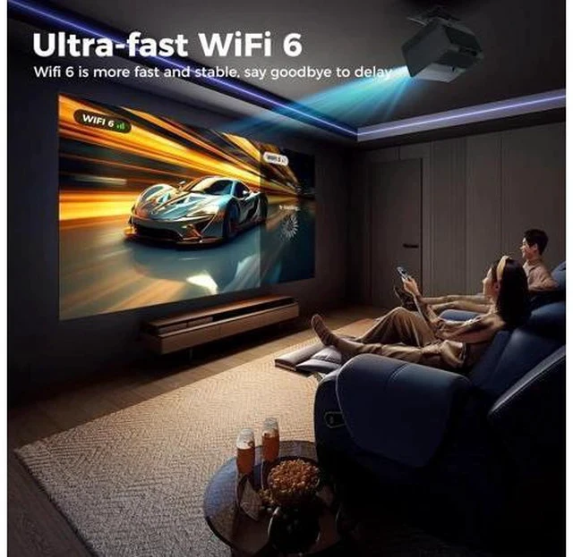 Alt view image 4 of 7 - Mini Projector with WiFi and Bluetooth, 1080P Portable Movie Projector with 500 ANSI Lumens, Smart Android TV Projector Built-in Netflix/YouTube, Electric Focus, for Bedroom and Apartment(Rose Gold)