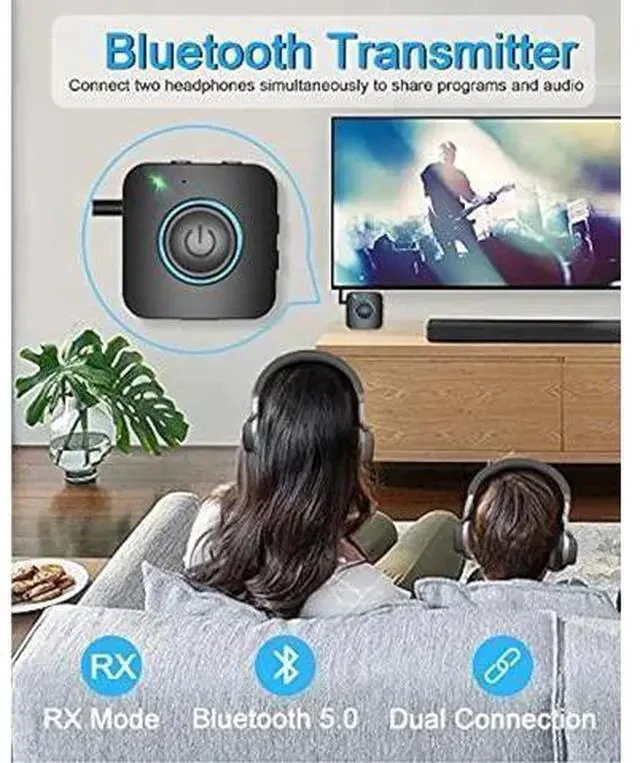 Alt view image 6 of 7 - Bluetooth Transmitter Receiver, LAICOMEIN 2-in-1 V5.0 Bluetooth Adapter, Wireless Transmitter for TV PC MP3 Gym Airplane, Bluetooth Receiver for Speakers Headphones