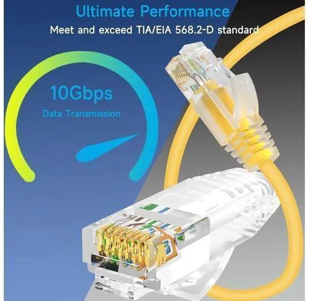 Alt view image 2 of 7 - Cat6a Slim Ethernet Patch Cable 1 ft (24 Pack), Cat6a Patch Cable for Data Centers, Cat 6 Patch Cable 10G, Network Patch Cables for Home and Enterprise Network -Yellow