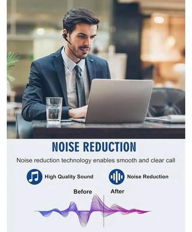 Alt view image 4 of 7 - Bluetooth Headset V5.1, Wireless Headset with Battery Display Charging Case, Bluetooth Earpiece with Noise Canceling Mic for Driving, Office, Business, Compatible with Cell Phone and PC