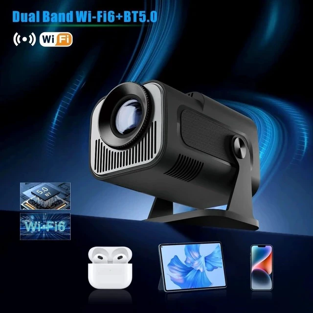 Alt view image 2 of 7 - Projector Screen HY-320 Mini Portable Newly Native 720P H713 Android 11 4K Projector 320 ANSI Wifi6 BT5.0 Cinema Outdoor Rotable Projector