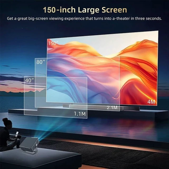 Alt view image 7 of 7 - T7 Native 1080P Android 13 Smart Projector with Auto Focus & Keystone, 300 ANSI Lumens, WiFi 6, BT 5.2, Netflix/YouTube/Prime Video Supported, Home Theater Projector for Indoor Entertainment