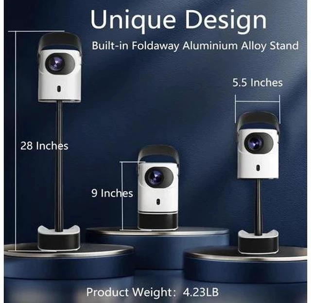 Alt view image 3 of 7 - Mini Projector with WiFi and Bluetooth, 1080P Portable Movie Projector with 500 ANSI Lumens, Smart Android TV Projector Built-in Netflix/YouTube, Electric Focus, for Bedroom and Apartment(Rose Gold)
