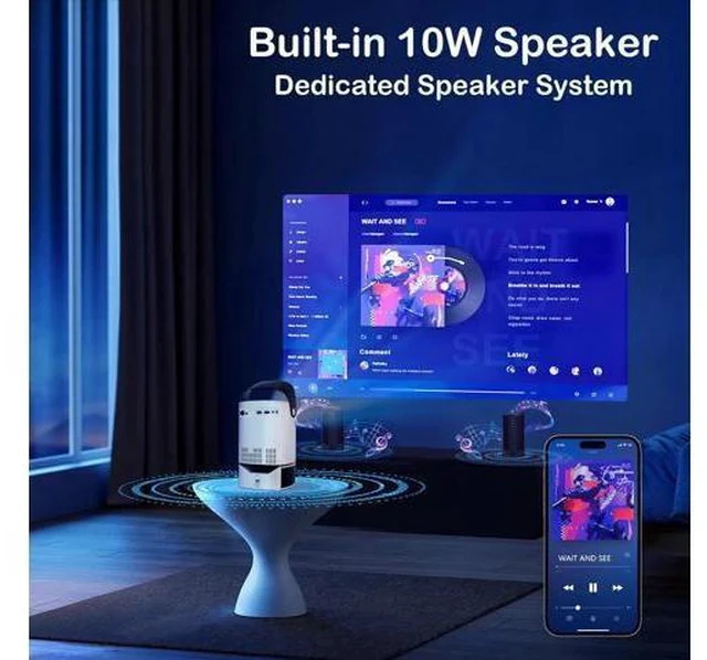 Alt view image 7 of 7 - Mini Projector with WiFi and Bluetooth, 1080P Portable Movie Projector with 500 ANSI Lumens, Smart Android TV Projector Built-in Netflix/YouTube, Electric Focus, for Bedroom and Apartment(Rose Gold)