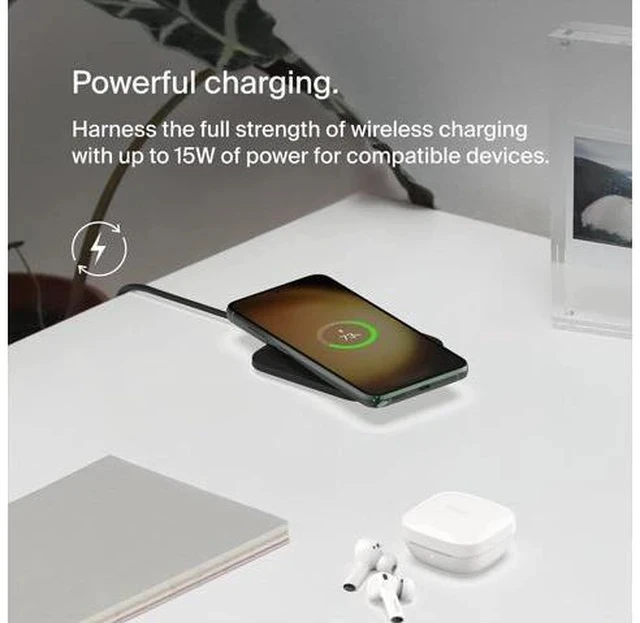 Alt view image 2 of 7 - 15W Wireless Charger Qi-Certified Non-Magnetic Easy Align Fast Wireless Charging Pad Compact Charger for iPhone Galaxy and Other Qi-Enabled Devices