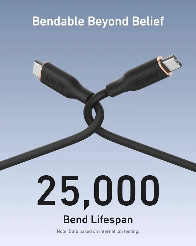 Alt view image 5 of 7 - USB C Cable Type C Flow Cord Fast Charging for iPhone 17 Series MacBook Pro 2020 and More (USB 2.0) (240W Black 6FT)