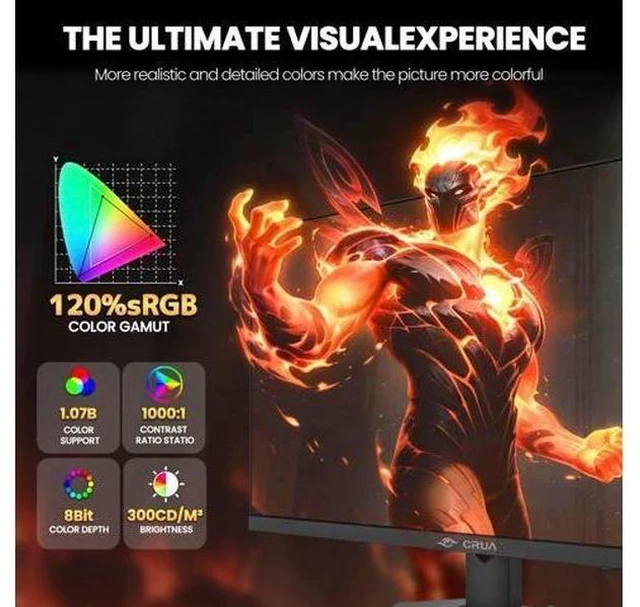 Alt view image 4 of 5 - CRUA 27 4K Gaming Monitor, UHD 3840x2160 160Hz IPS Screen, Height/Pivot/Swivel/Tilt Adjustable Vertical Monitor, Support AMD FreeSync, Built-in Speakers, 120% sRGB, PIP/PBP, HDMI 2.1 & DP 1.4-Black