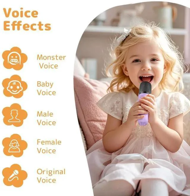 Alt view image 7 of 7 - Karaoke Machine for Kids Adults, Mini Karaoke Machine with 2 Wireless Microphones, Portable Bluetooth Speaker with Voice Changing Effects & LED Lights, Best Gifts Toys for Girls and Boys