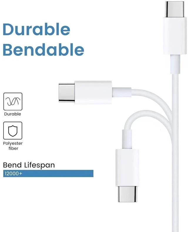 Alt view image 3 of 7 - USB C to USB C Cable 20-Pack Bulk 3ft Type C Charging and Data Cord Multipack White