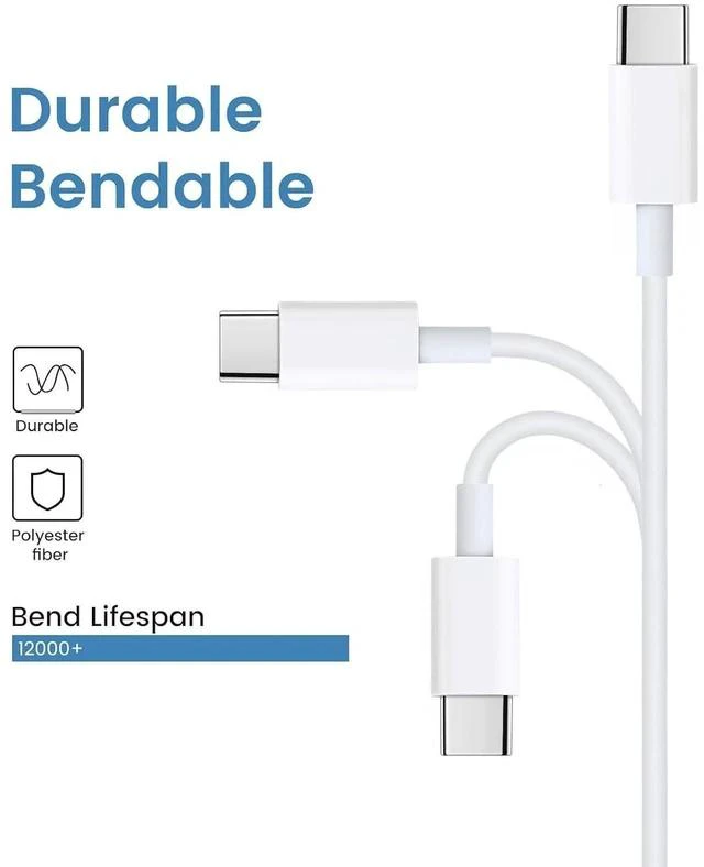 Alt view image 7 of 7 - USB C to USB C Cable 20-Pack Bulk 3ft Type C Charging and Data Cord Multipack White