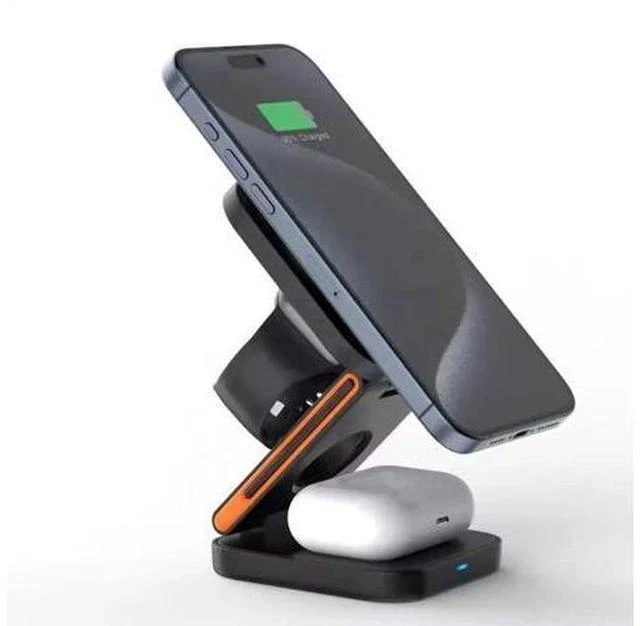 Alt view image 4 of 7 - 3 in 1 Wireless Charging Station Portable Foldable 15W Magnetic Wireless Charger Mobile Phone Holder Foldable Wireless Charger