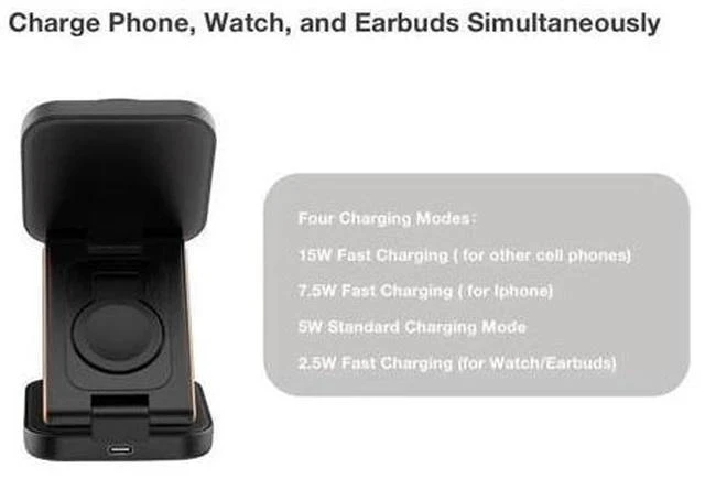 Alt view image 5 of 7 - 3 in 1 Wireless Charging Station Portable Foldable 15W Magnetic Wireless Charger Mobile Phone Holder Foldable Wireless Charger