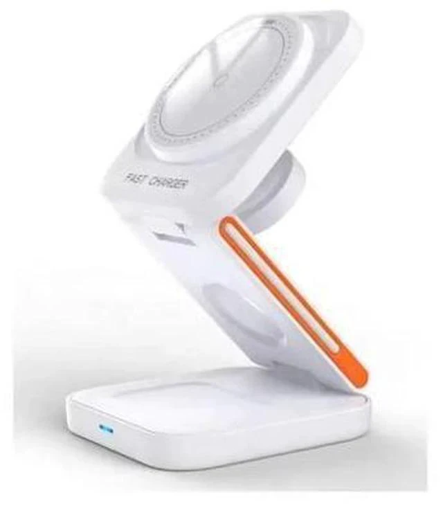 Alt view image 5 of 7 - 3 in 1 Wireless Charging Station Portable Foldable 15W Magnetic Wireless Charger Mobile Phone Holder Foldable Wireless Charger White