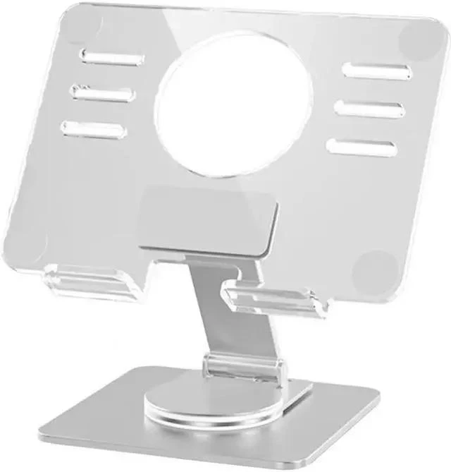 Alt view image 2 of 4 - Physowell Tablet Holder,acrylic iPad Stand, 360 Rotating Base,Foldable Adjustable Tablet Stand,Tablet Stand for Desk,Compatible with iPad Pro Air Mini 4 to 12.9-inchTablet