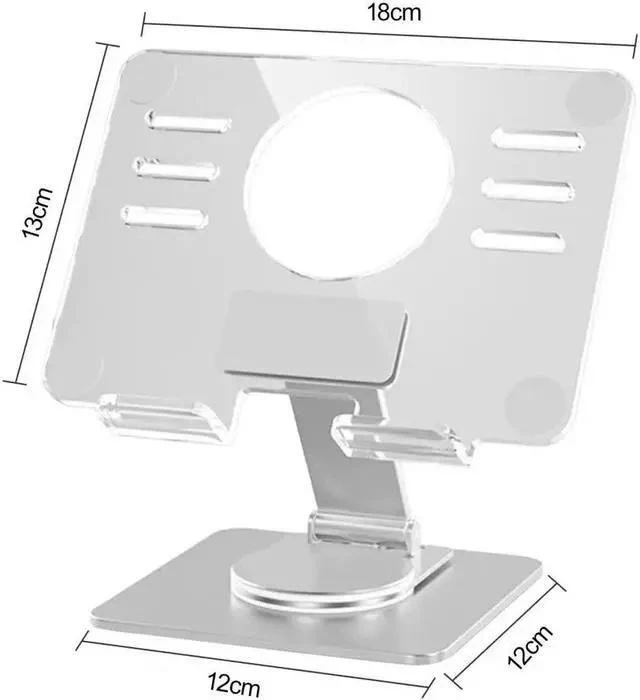 Alt view image 3 of 4 - Physowell Tablet Holder,acrylic iPad Stand, 360 Rotating Base,Foldable Adjustable Tablet Stand,Tablet Stand for Desk,Compatible with iPad Pro Air Mini 4 to 12.9-inchTablet