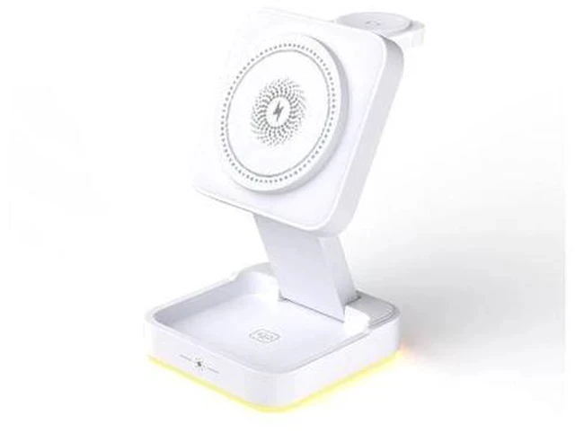 Alt view image 5 of 7 - 3 in 1 Wireless Charger 15W Foldable Wireless Magnetic Charger Station with Night Lamp for Phone Watch and Earphone