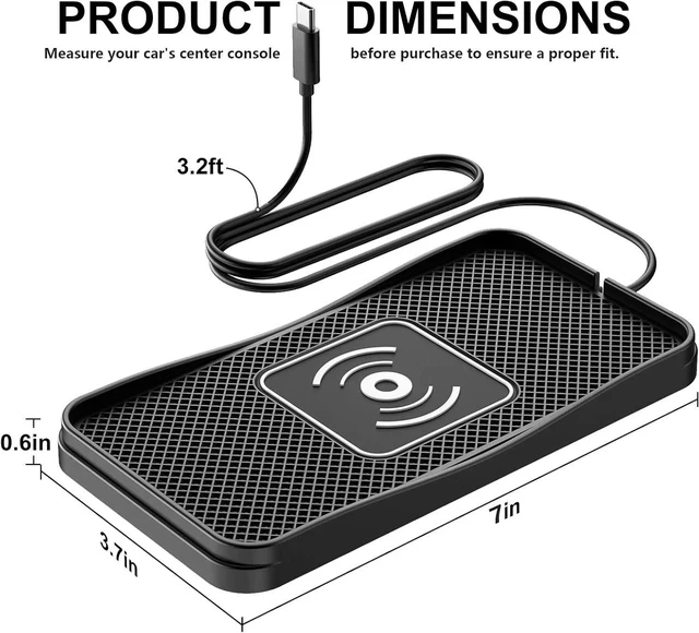 Alt view image 2 of 7 - Wireless Charger for Car 20W Max Fast Car Charging Pad Non-Slip Charger for iPhone 16/15/14/13/12 Galaxy S25-S9 Android Devices (Type C)