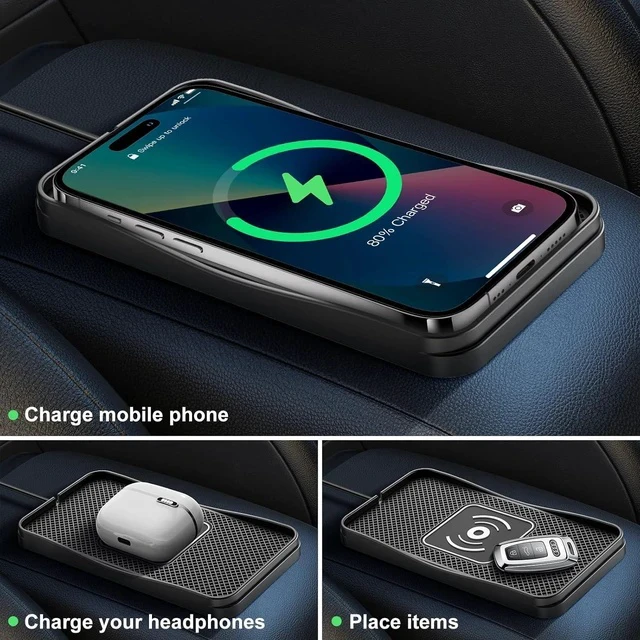 Alt view image 5 of 7 - Wireless Charger for Car 20W Max Fast Car Charging Pad Non-Slip Charger for iPhone 16/15/14/13/12 Galaxy S25-S9 Android Devices (Type C)