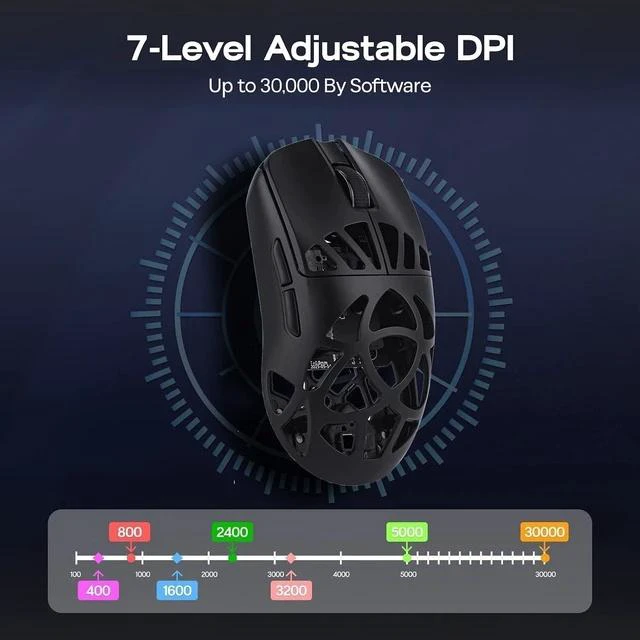 Alt view image 5 of 7 - Carbon X Wireless Gaming Mouse, 400 to 30,000 DPI Adjustable, PAW3950 Sensor, 50g Lightweight, Carbon Fiber Shell, 2.4G/BT/USB-C Rechargeable Wireless Mouse for PC/Mac/Linux (Classic Black)