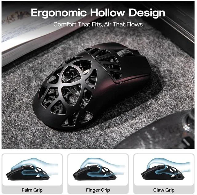 Alt view image 7 of 7 - Carbon X Wireless Gaming Mouse, 400 to 30,000 DPI Adjustable, PAW3950 Sensor, 50g Lightweight, Carbon Fiber Shell, 2.4G/BT/USB-C Rechargeable Wireless Mouse for PC/Mac/Linux (Classic Black)