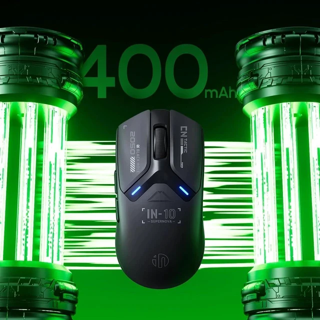 Alt view image 5 of 7 - IN10P Lightweight Wireless Gaming Mouse, Tri-Mode Wireless Mouse with Bluetooth/ 2.4G/ USB-C Wired, 60g Superlight, PAW3395 26K DPI Sensor, 8kHz Polling Rate, Fully Programmable, Black