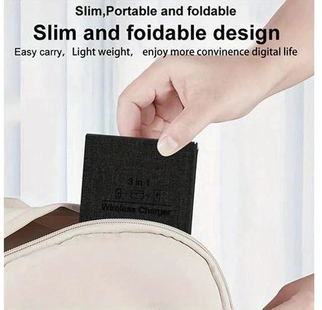 Alt view image 5 of 5 - Multifunctional Wireless Charger Cargador Inalambrico Portable Charger Foldable 3 in 1 Wireless Magnetic Charger White