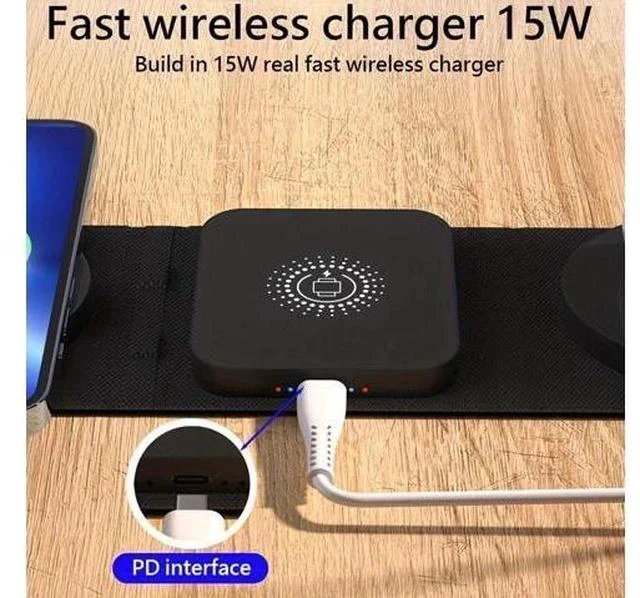 Alt view image 4 of 5 - Multifunctional Wireless Charger Cargador Inalambrico Portable Charger Foldable 3 in 1 Wireless Magnetic Charger