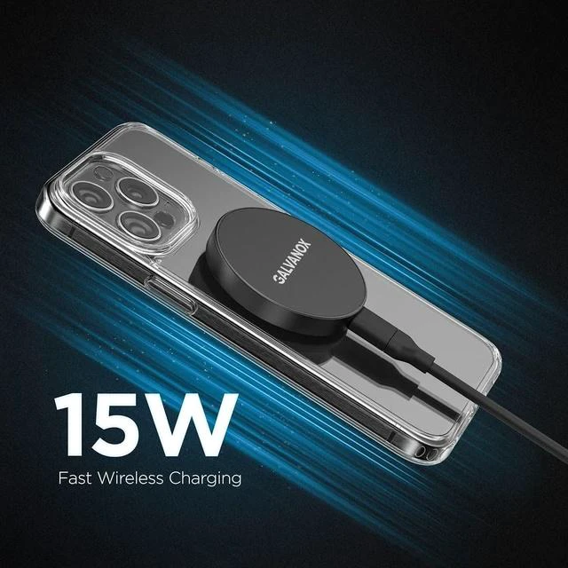 Alt view image 3 of 7 - Galvanox Long Wireless Charger Compatible with MagSafe (10 Foot Cable) Magnetic 15W Fast Charging Pad for iPhone with Flexible Removable Cord (Black)