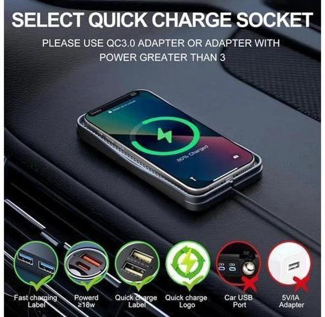 Alt view image 3 of 7 - Wireless Charger for Car 20W Max Fast Car Charging Pad Non-Slip Charger for iPhone 16/15/14/13/12 Galaxy S25-S9 Android Devices (Type C)