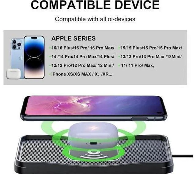 Alt view image 7 of 7 - Wireless Charger for Car 20W Max Fast Car Charging Pad Non-Slip Charger for iPhone 16/15/14/13/12 Galaxy S25-S9 Android Devices (Type C)