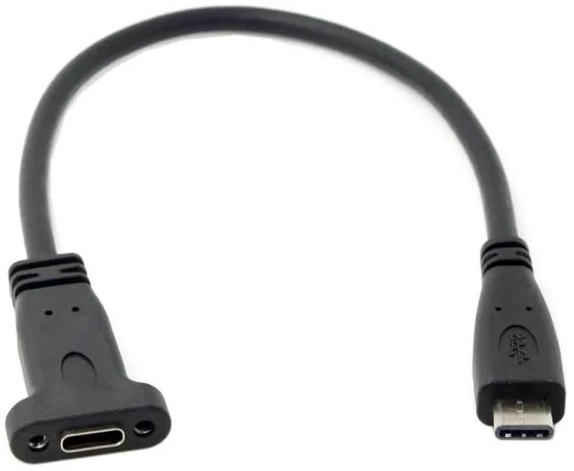 Alt view image 5 of 7 - 20cm USB3.1 Gen2 TypeC Male to Female Extension Cable with Panel Mount Screw Holes