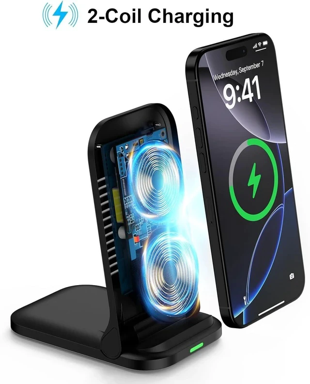 Alt view image 3 of 7 - Wireless Fast Charger Stand Foldable Wireless Charger Fast Charging Station Android Phone Charger Stand for Galaxy S25 Edge S25 Ultra S25 S24 S23 S22 S21 iPhone 16e 16 Pro Max 15 14 13